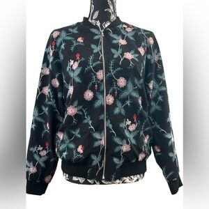 EMMA & OLIVIA floral embroidered bomber jacket